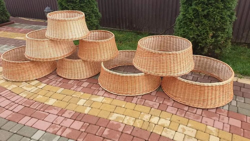 Плетений кошик під ялинку натуральний світло-коричневий 65 70 75 80 см