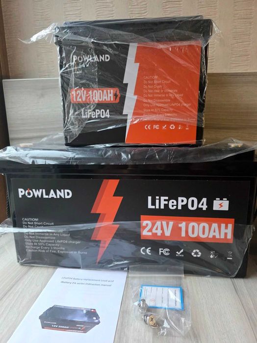 Новые LiFe Po 4 аккумуляторы 12v / 24v 100Ah  Powland