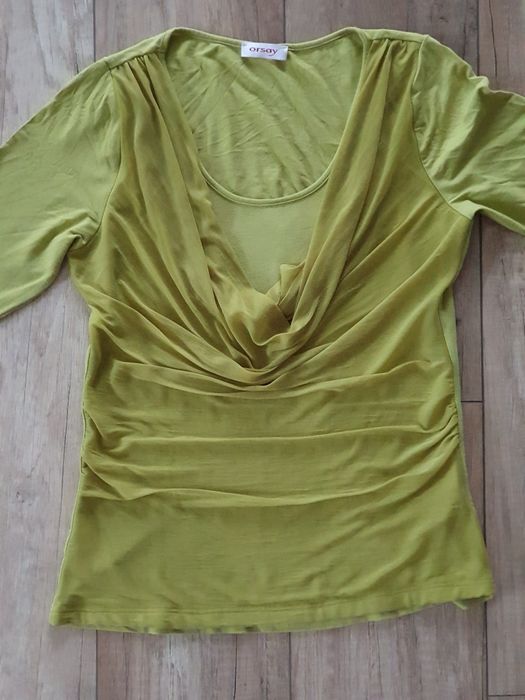 Bluza damska ORSAY dekolt woda kolor limonka  M/L