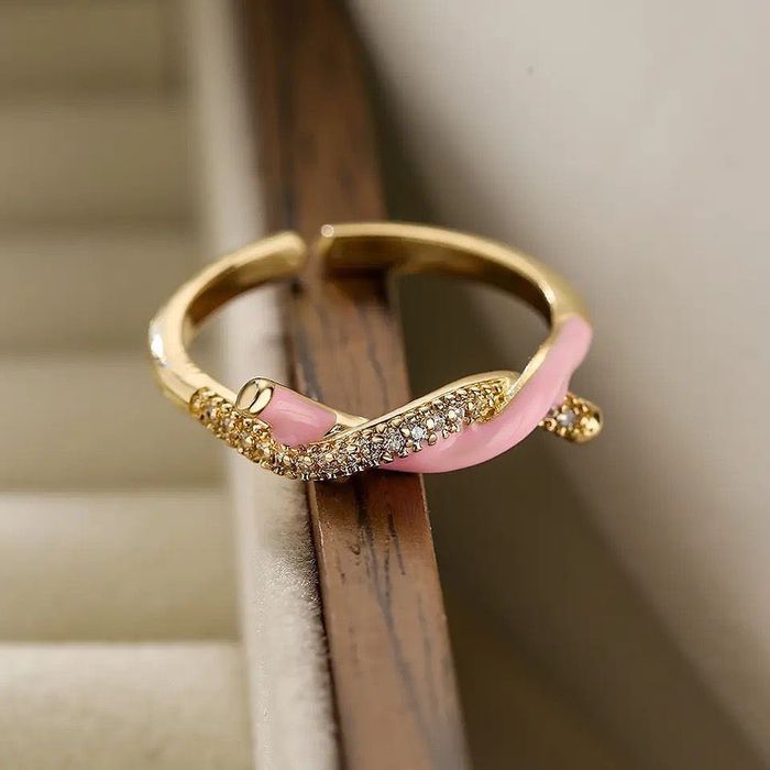Anel ajustável esmalte com banho ouro 18K, 10 milésimos,  várias cores