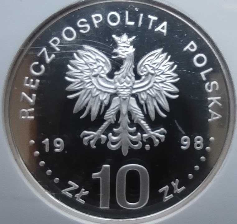 Monety srebrne zestaw 3 sztuk 10 zł grading srebro ag roczniki 1998-02
