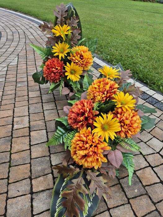 Kwiaty chryzantemy komplet donica obciazona dekoracja