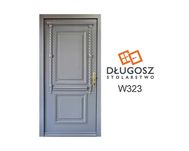 Drzwi DŁUGOSZ zewnętrzne drewniane wejściowe 7012 szary bazalt GOTOWE