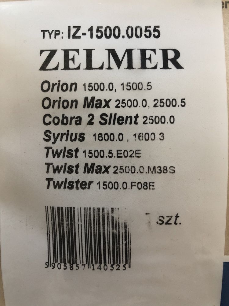 5x worki do odkurzacza Zelmer, Orion, Cobra, Syrius,,  IZ-1500.0055