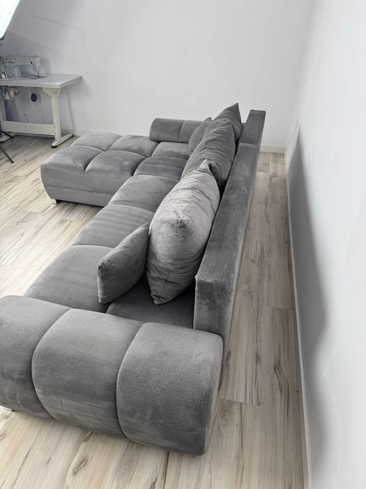 Szary narożnik L funkcja spania okazja outlet wysyłka promocja modny