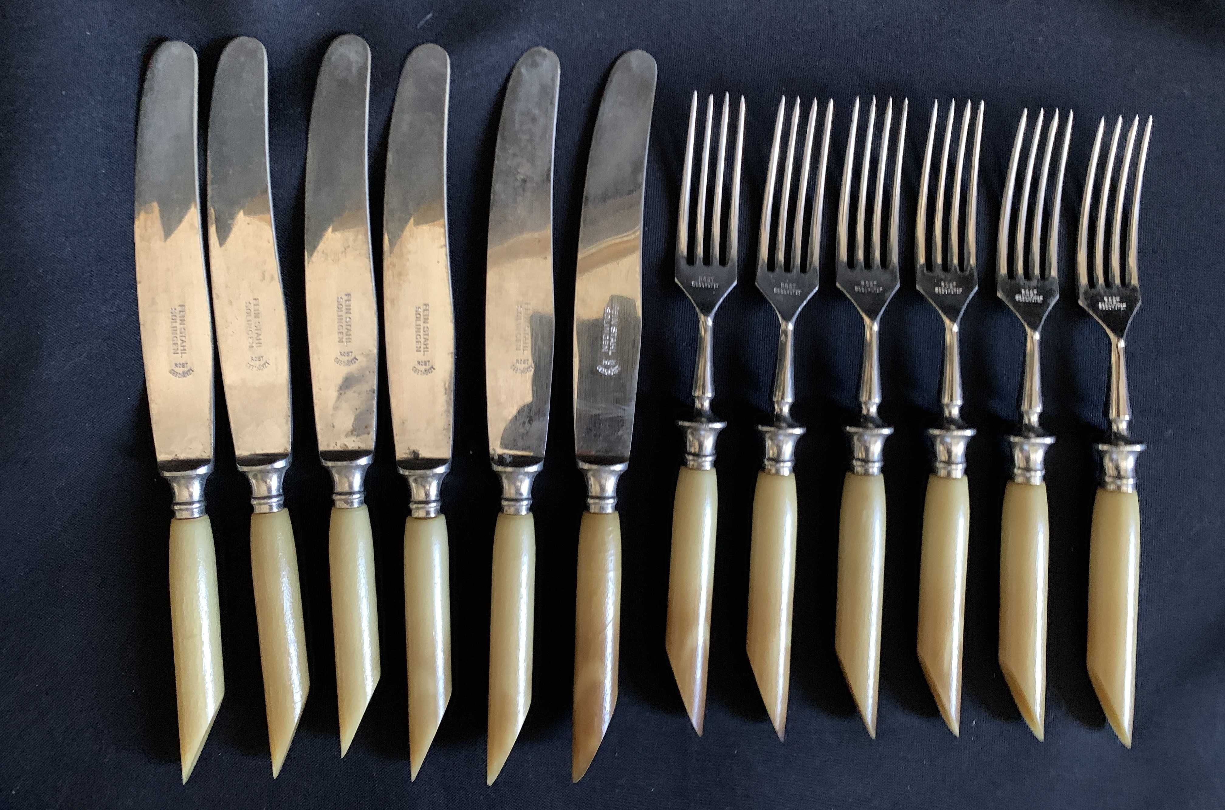 Антикварные столовые приборы ножи вилки Solingen 1900-х г. Германия