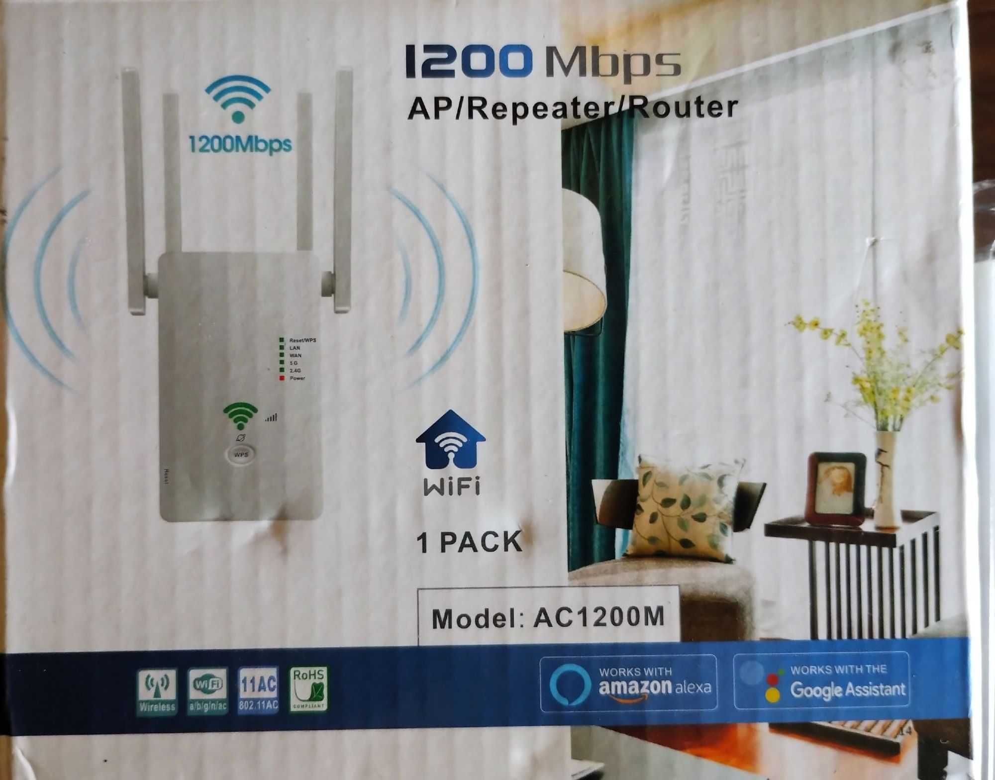 Wzmacniacz sygnału WiFi Dual Band 2.4GHz i 5GHz WiFi 1200Mbps
