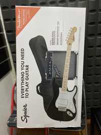 Pack guitarra electrica preto Fender Squier