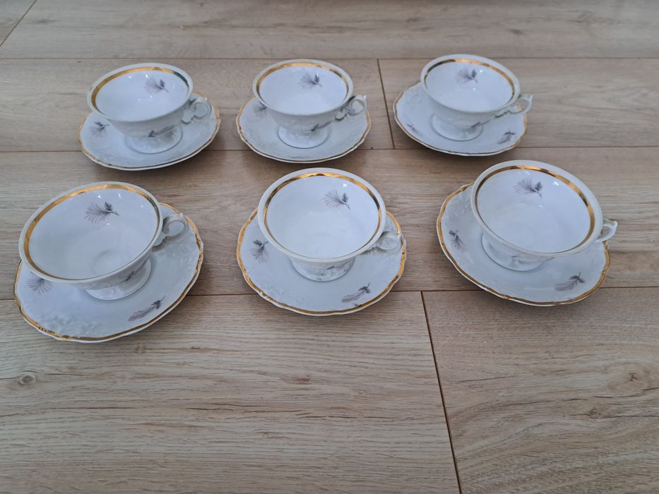 Zestaw kawowy, herbaciany porcelana Wawel, 6x filiżanka i spodeczek