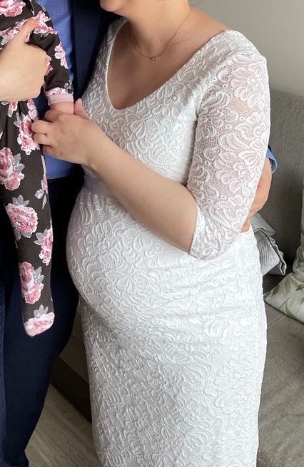 Sukienka ciążowa w kolorze ecru