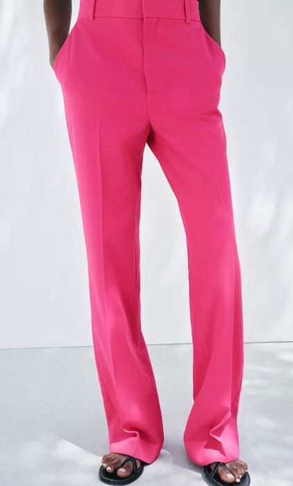 Штани ZARA нові XS брюки малинові кльошоні рожеві жіночі стильні