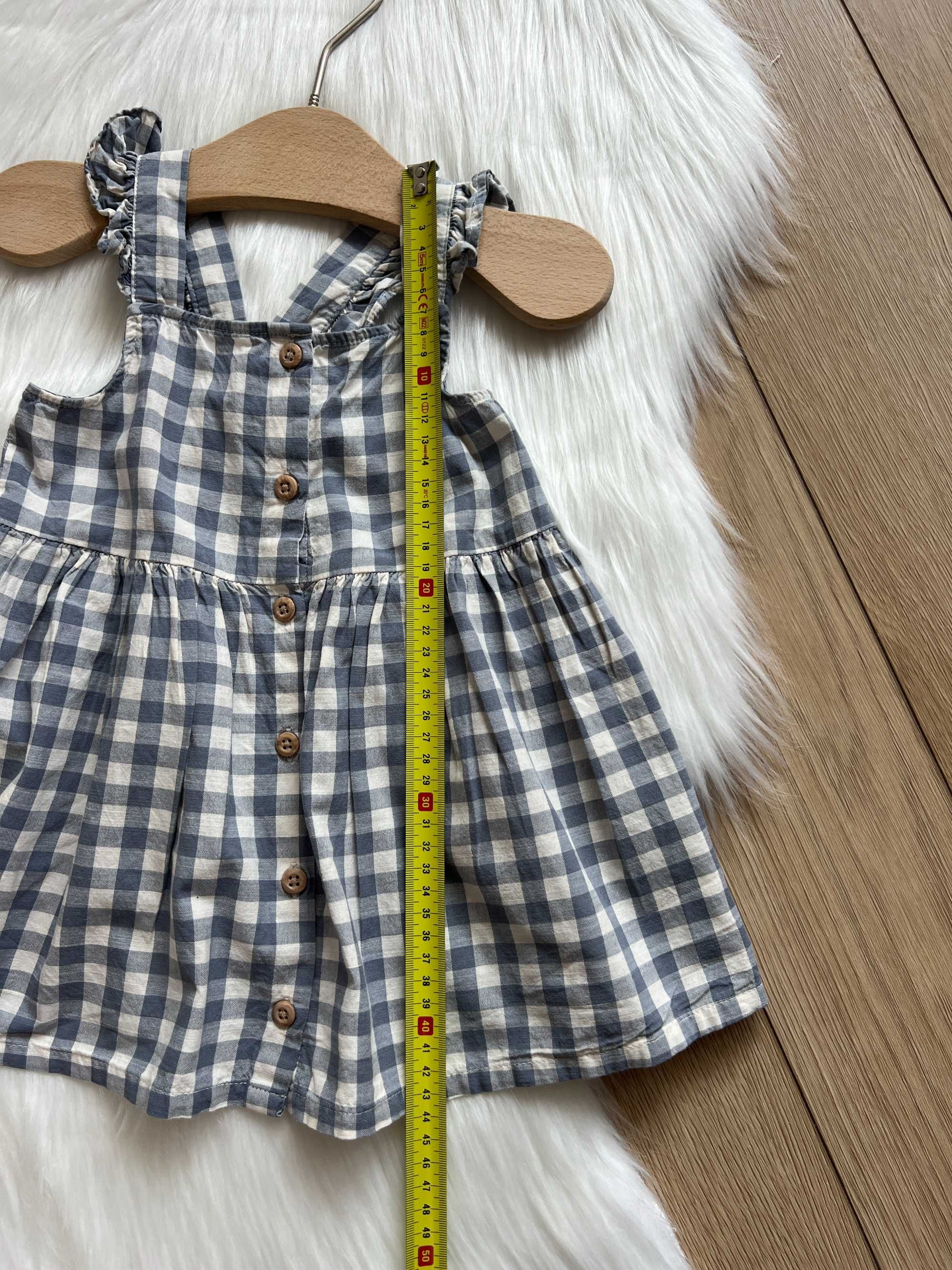 Przepiękna H&M sukienka tunika ogrodniczki w kratkę na ramiączkach 80