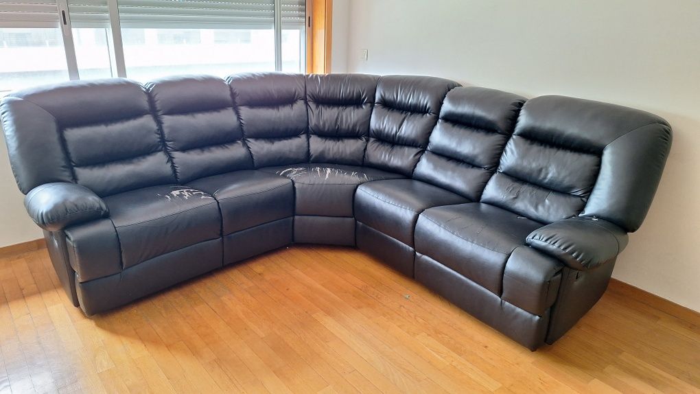 Sofa 7 lugares em semipele reclinavel!