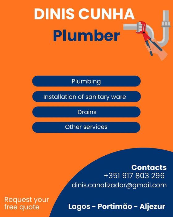 Canalizador Profissional/Plumber–Lagos/Portimão/Aljezur/ Vila do Bispo