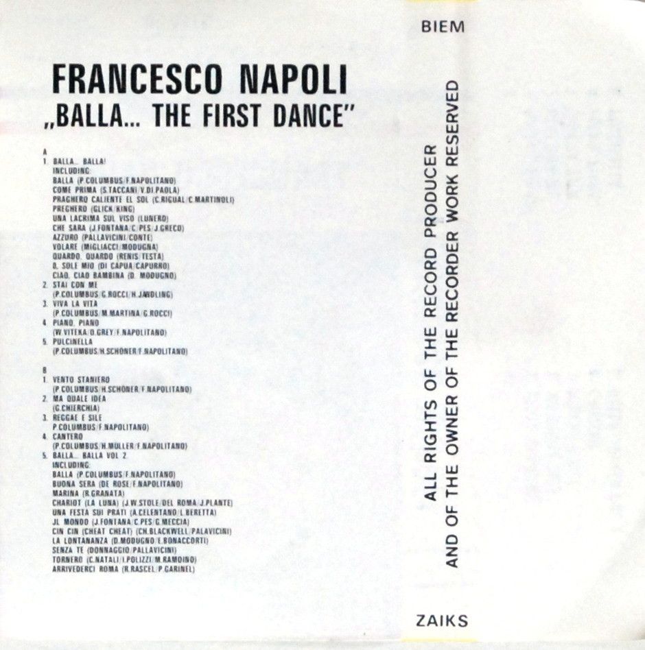 Francesco Napoli - Balla… The First Dance (kaseta) BDB