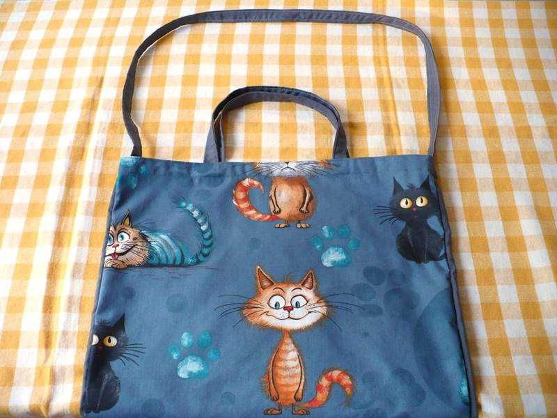 Torba 2in1 KOTKI DUŻE, Eco siatka na zakupy, szyta na maszynie Wysyłka