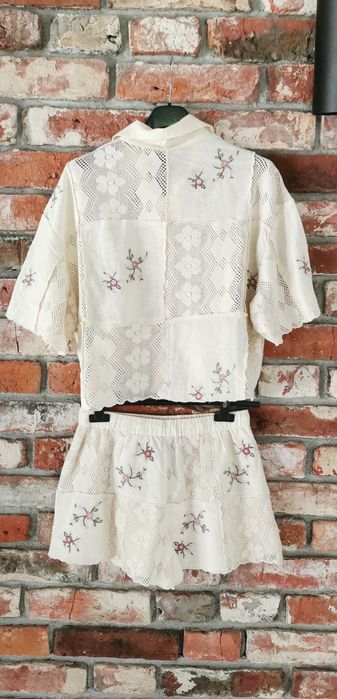 Zara Komlet Set Koszula + spodenki z haftem xs