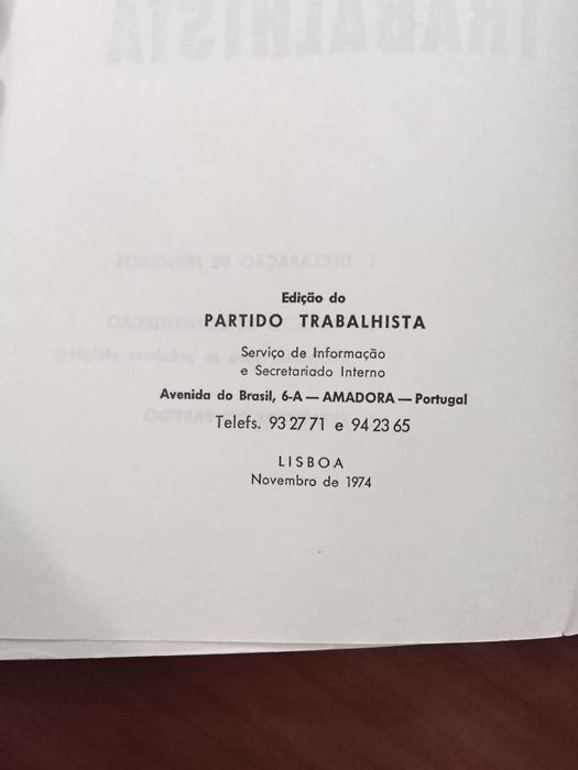 Partido Trabalhista - Declaração de Princípios