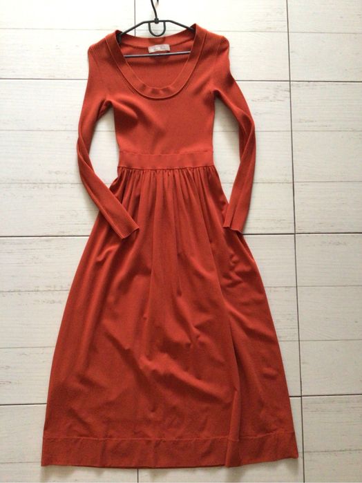 Розкішна Сукня резинка довга міді Stefanel Італія цегляний колір хс
