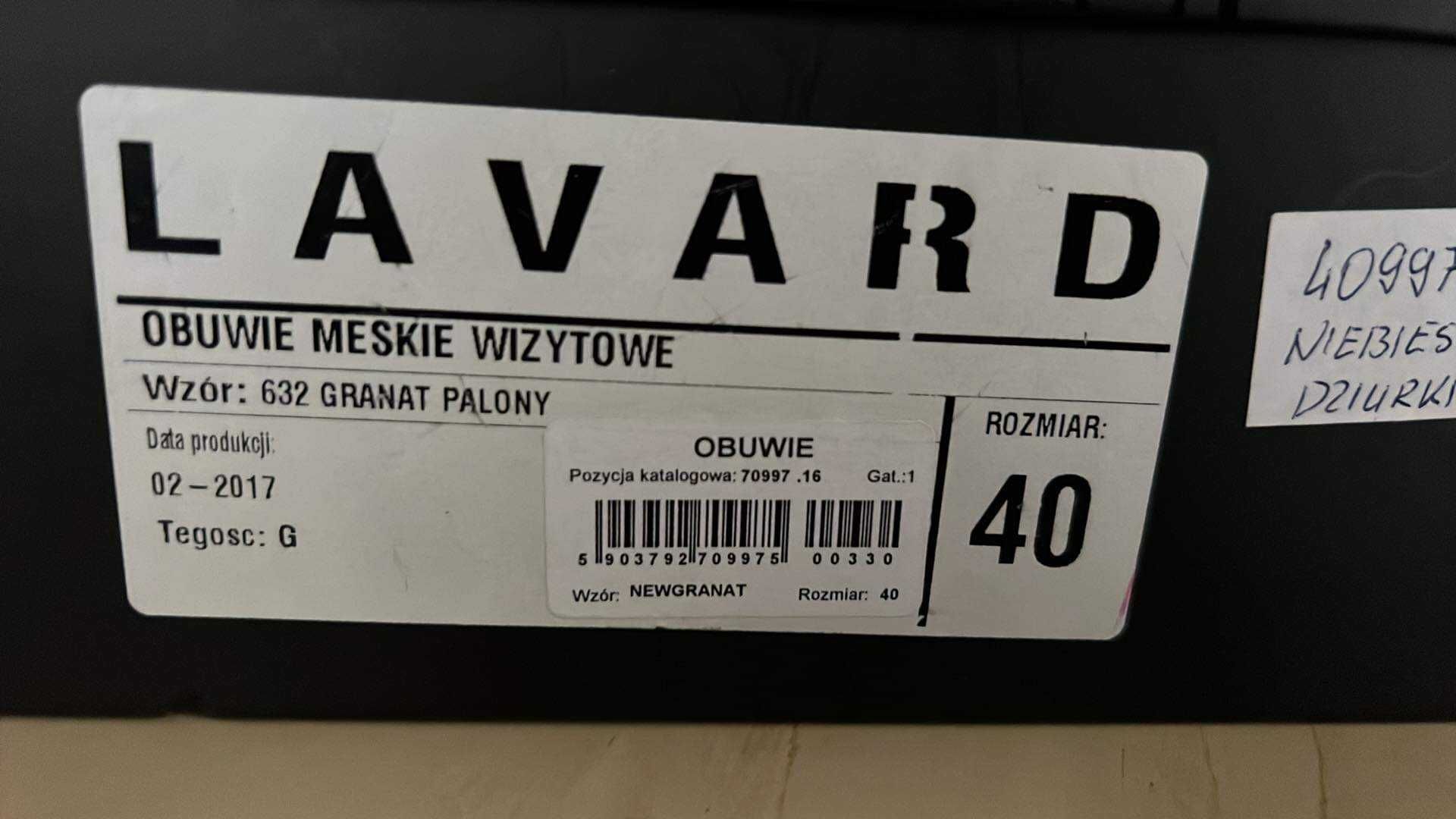 buty eleganckie skórzane, niebieskie / granatowe, rozmiar 40, Lavard