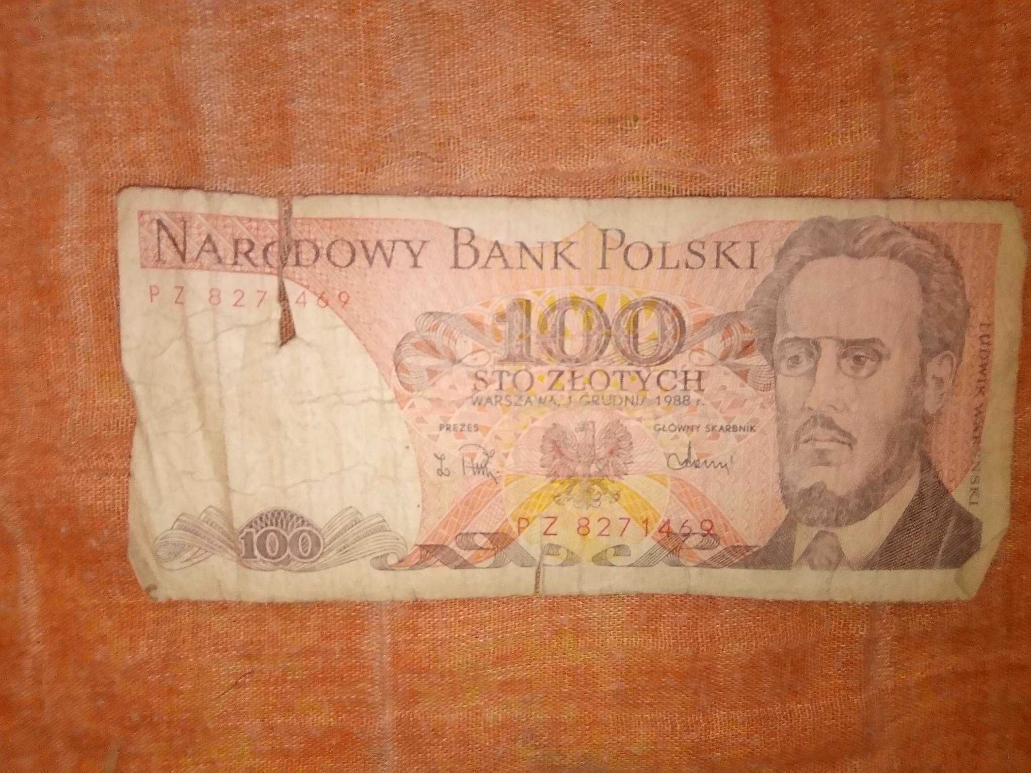 Banknot NBP 100 złotych polskich sto Ludwig Waryński PRL 1988