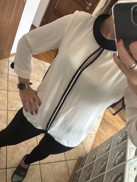 Bialo czarna koszula Zara M