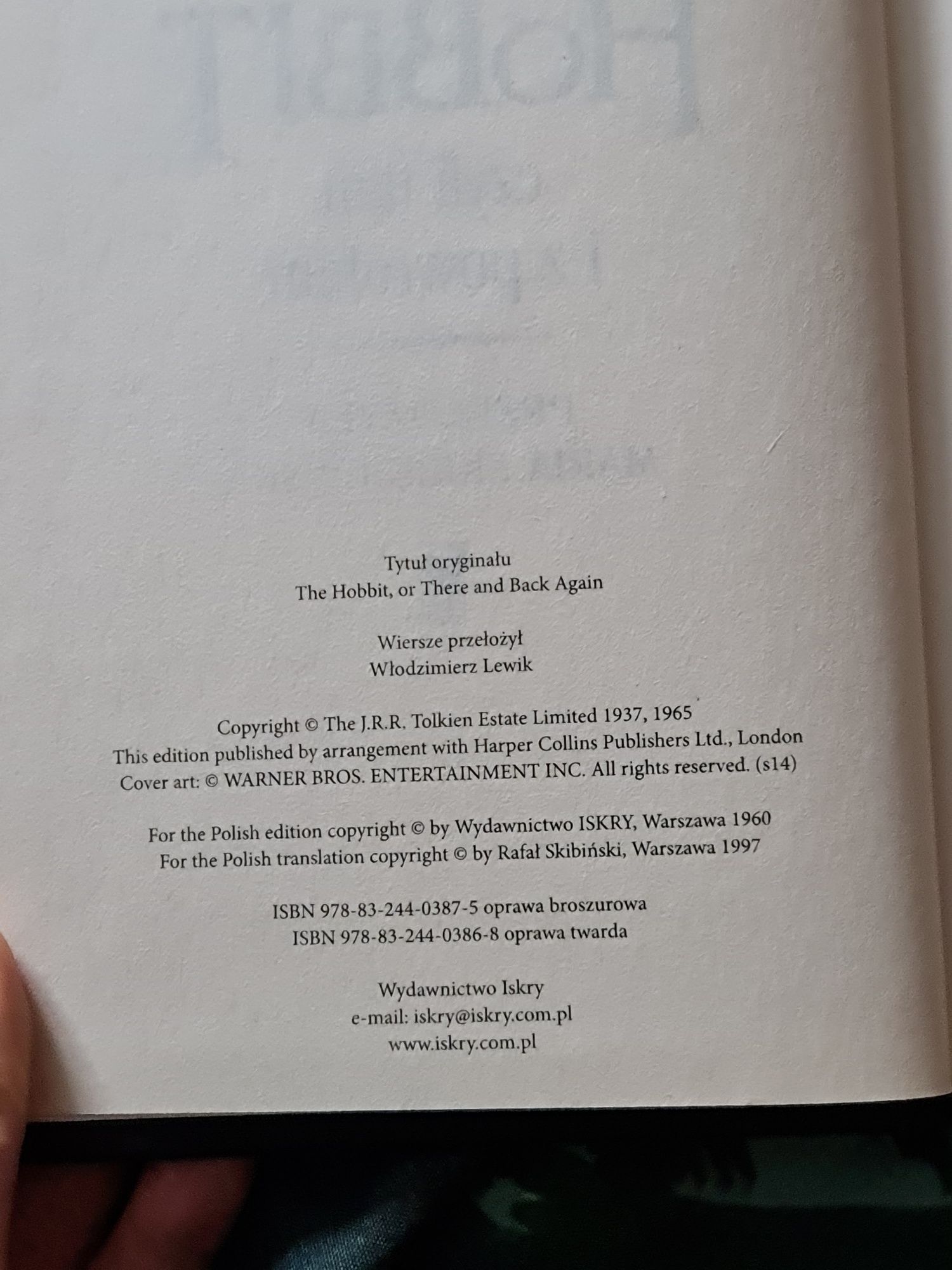 Książka "Hobbit" J.R.R. Tolkien + zakładka Thorin