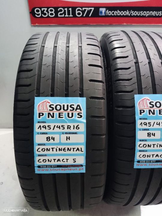 2 pneus semi novos 195-45r16 continental - oferta dos portes