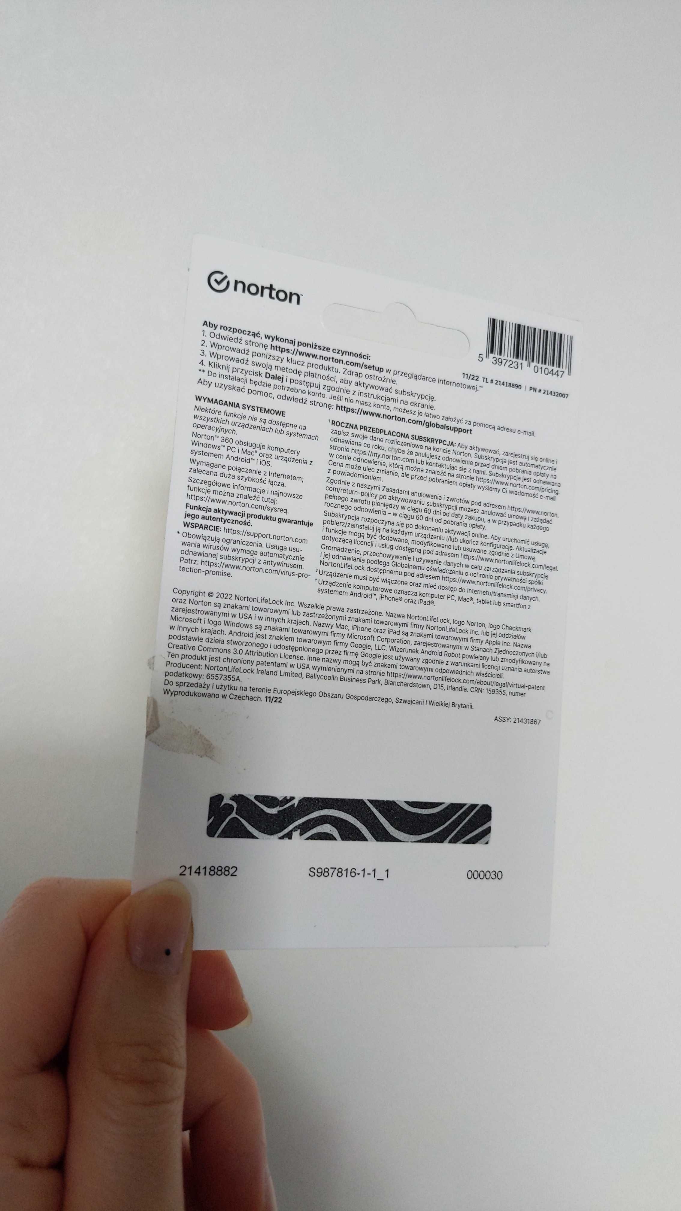 Oprogramowanie norton 360 Standard roczna subskrypcja anrywirus