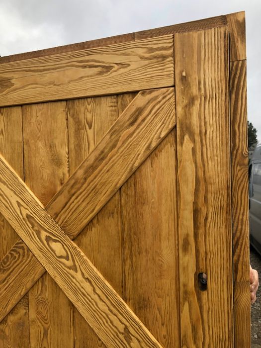 Drzwi zewnętrzne drewniane szczotkowane postarzane OLEJOWANE