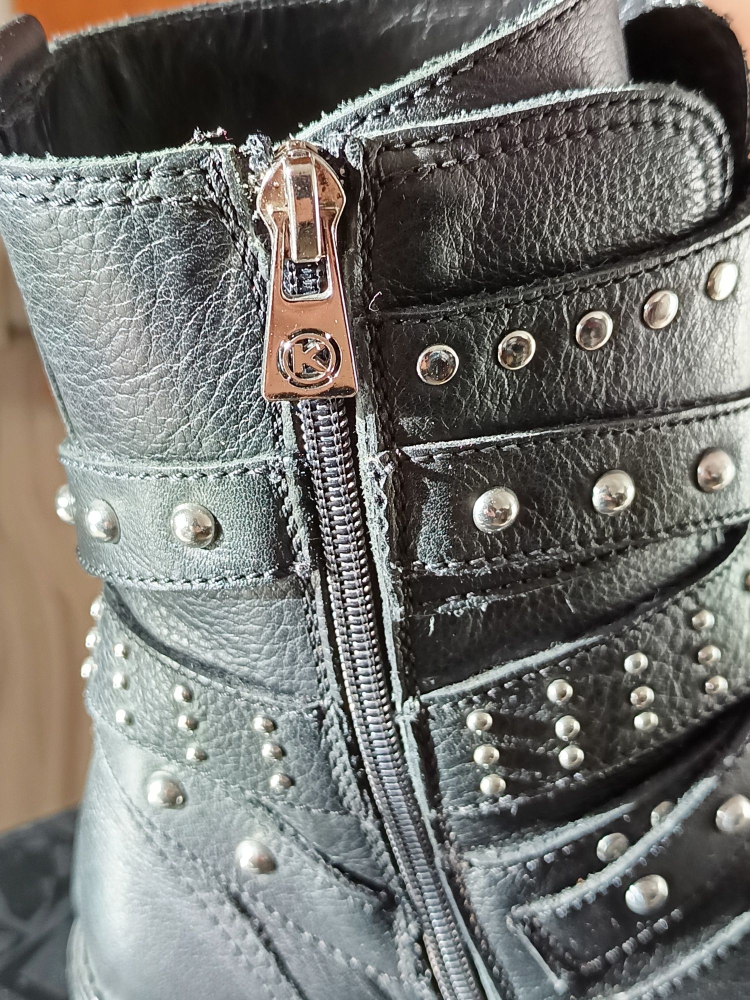 Kozaki KAZAR botki ankle boots biker skórzane leatherboots punk