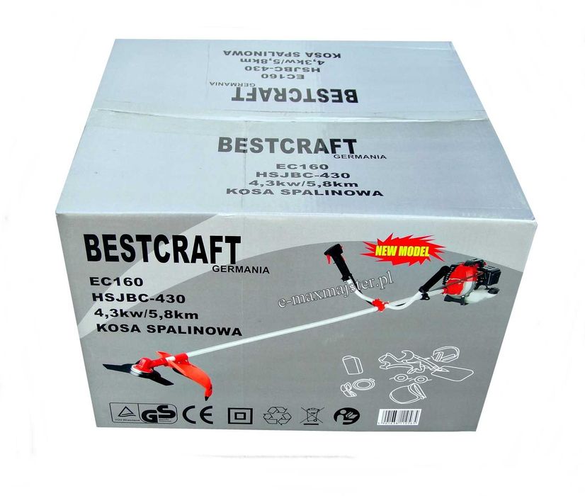 Kosa spalinowa Bestcraft 4,9 KM + 6 szpul + nóż + 3 x tarcze + szelki