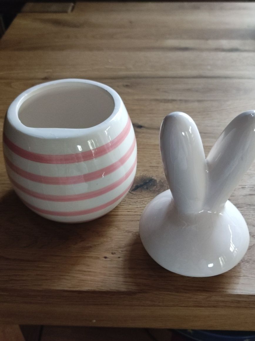 Miska i pojemnik ceramiczny zajączek wielkanocny