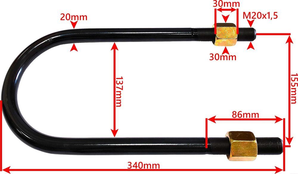 UBOLT Uchwyt Strzemię Resoru Przyczepy HL/HW 20 mm [0110]