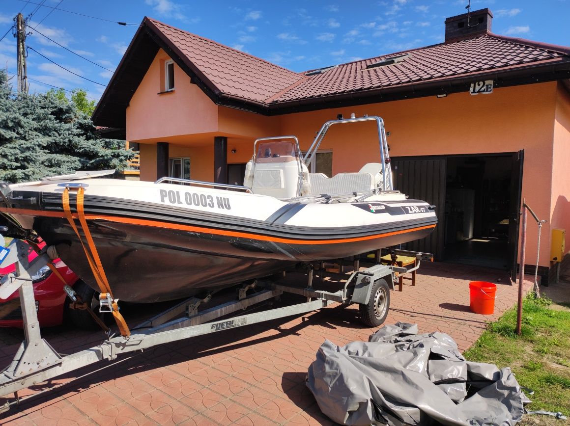 RIB Ponton ZAR 47, silnik Johnson 90 koni Z przyczepą