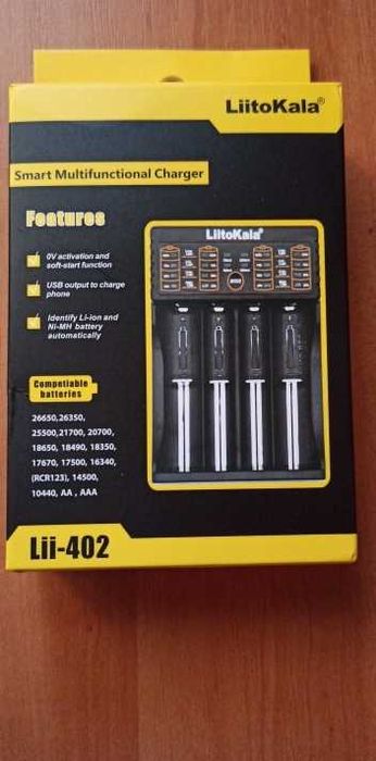 Зарядное устройство LiitoKala Lii-402, Li-ion, Ni-MH, Ni-Cd, PowerBank