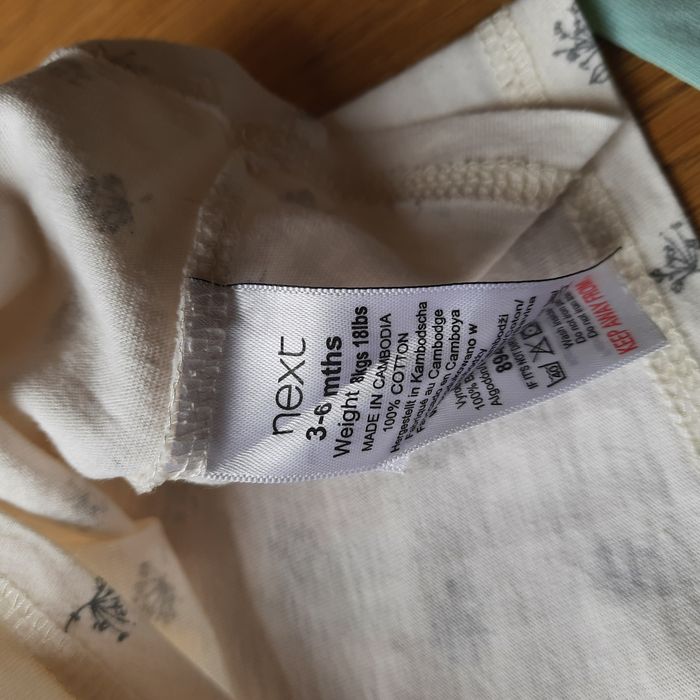 Next 68 bluzka z długim rękawem śmietankowa beżowa łączka miętowa 3pak