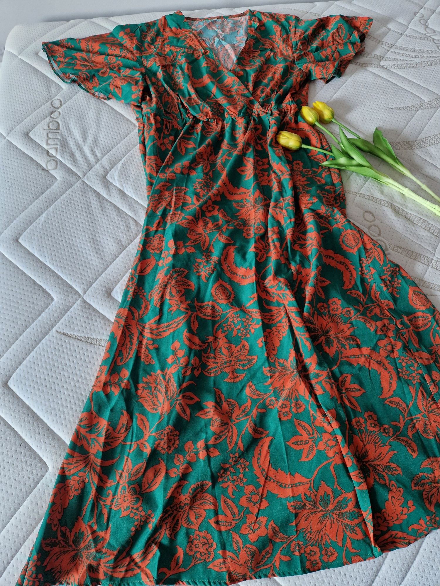 Elegancka sukienka maxi w kwiatowy wzór plus size 44 XXL must have