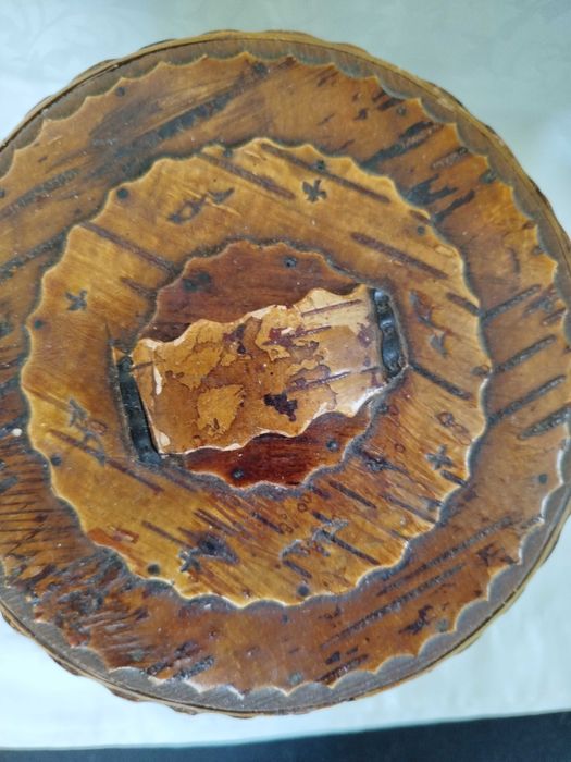 Stary drewniany pojemnik hand made rękodzieło