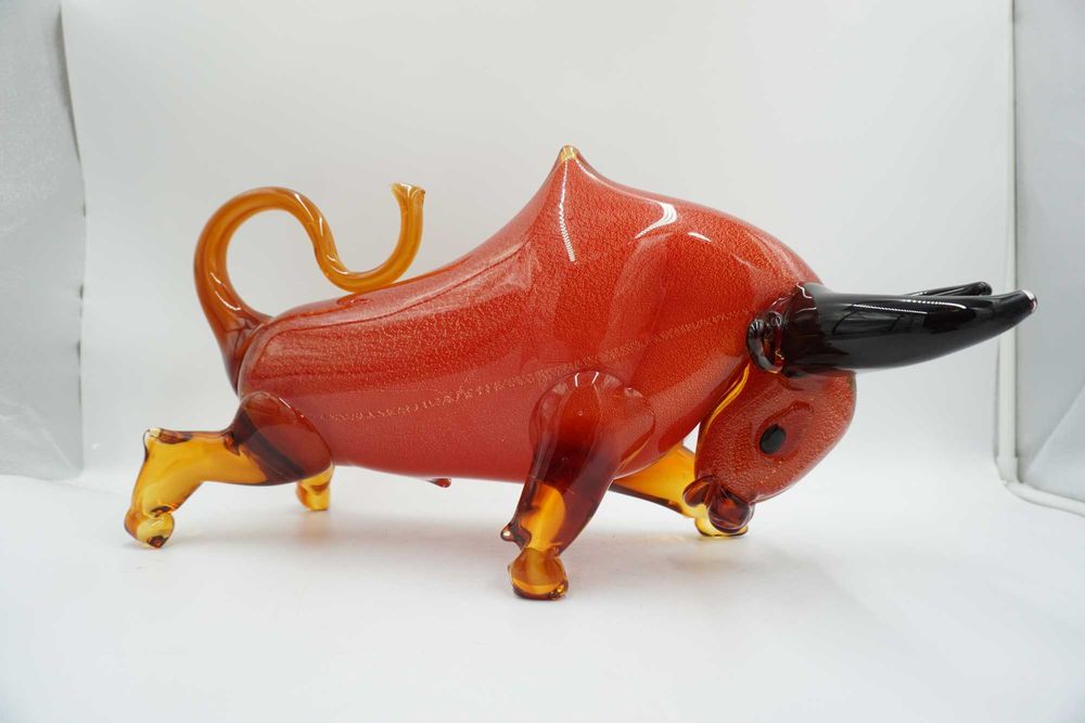 SZKLANA figura styl murano duży byk