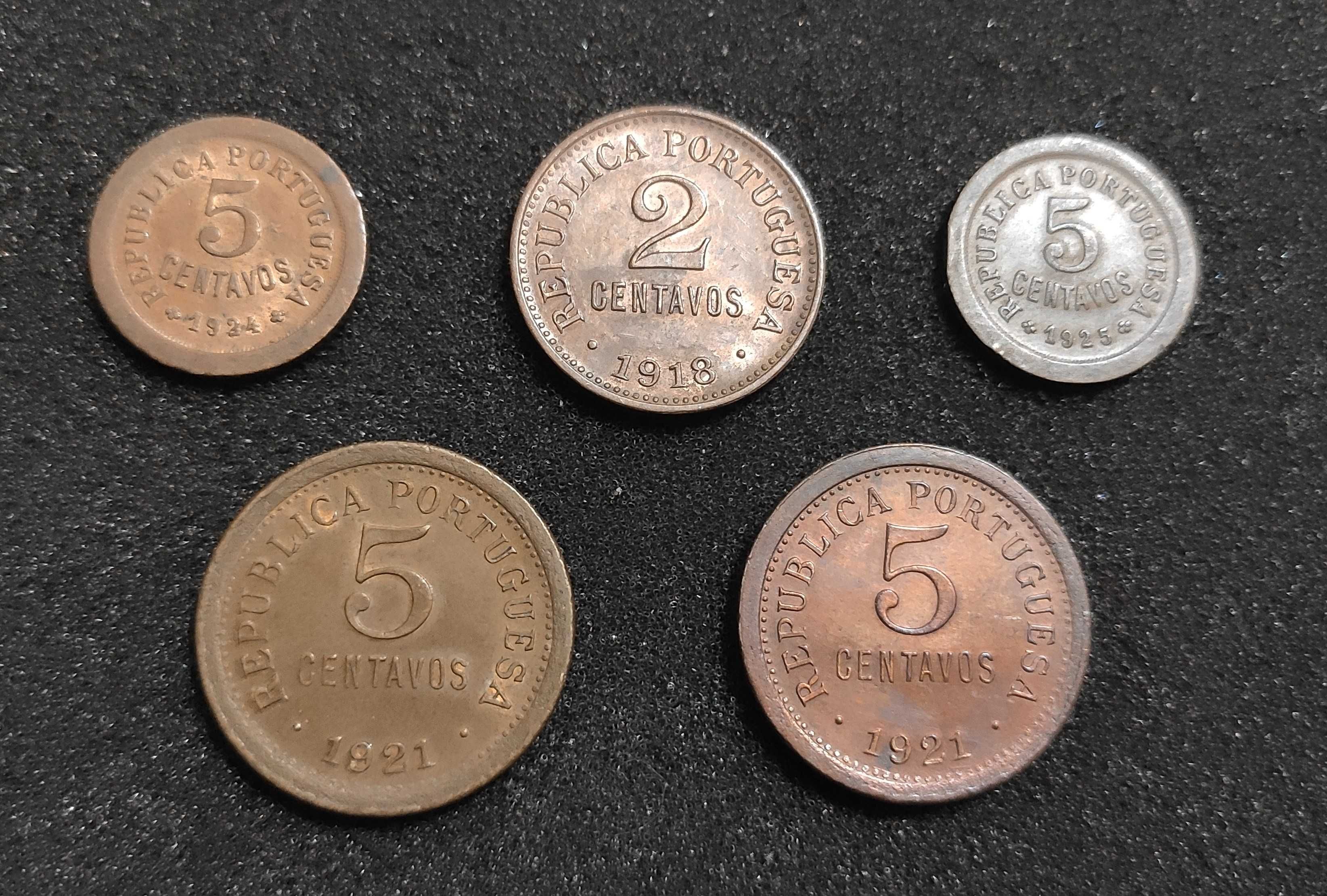 5 Moedas de 2 e 5 Centavos - 1918 | 1921 | 1924 | 1925