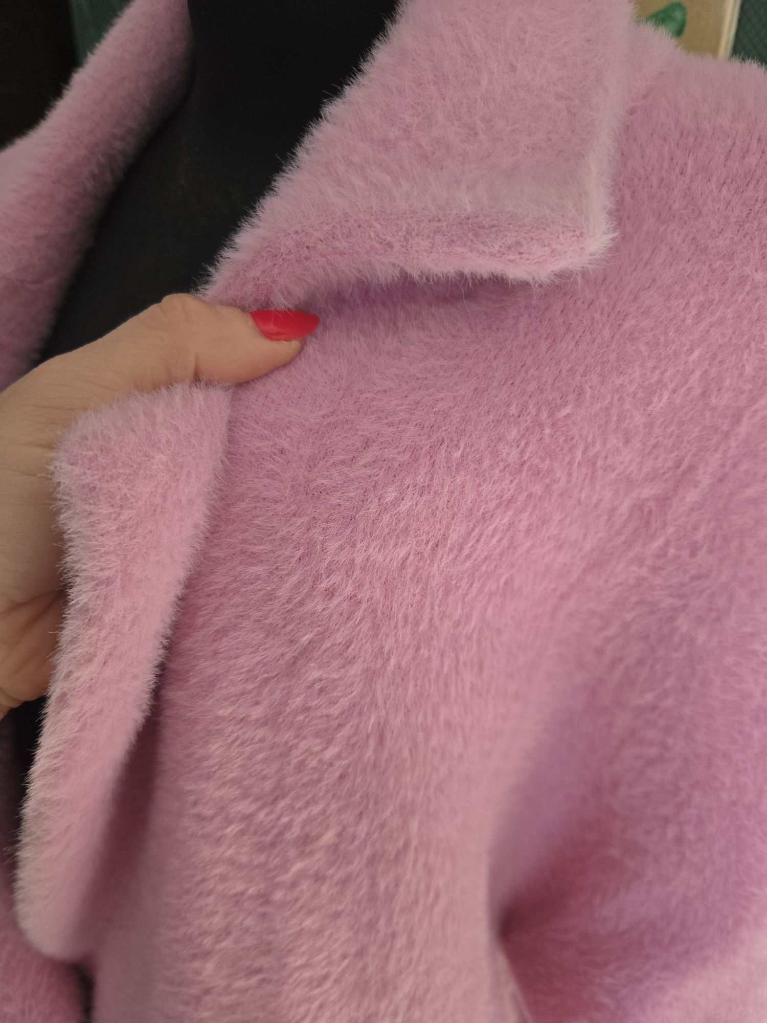 PŁASZCZ Z ALPAKI kołnierz stójka oversize