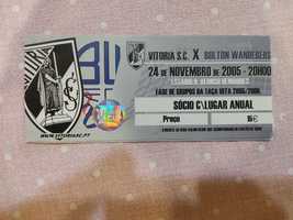 Bilhete do Bolton Vitória sport Clube Guimarães 2005 UEFA