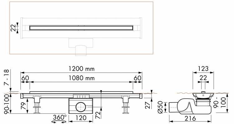 Odpływ liniowy Easy Drain Flex 50-120cm