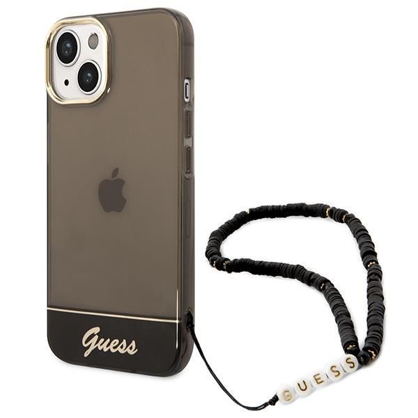 Etui Guess Guhcp14Shgcohk iPhone 14 6,1" czarne z paskiem perłowym