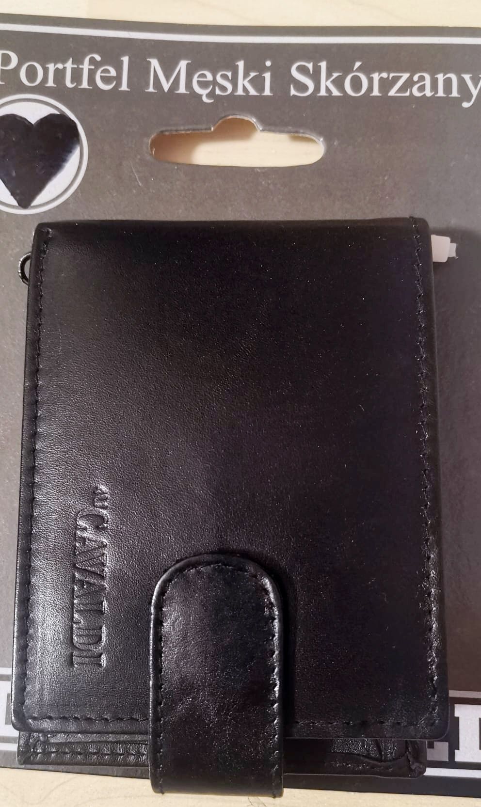 Nowy czarny skórzany męski portfel