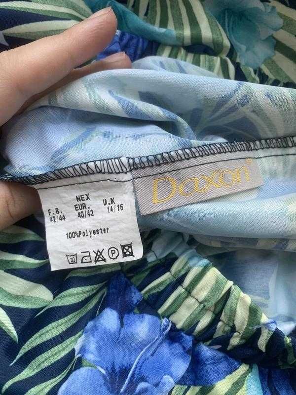 Спідниця жіноча літо синя у квіти на гумці