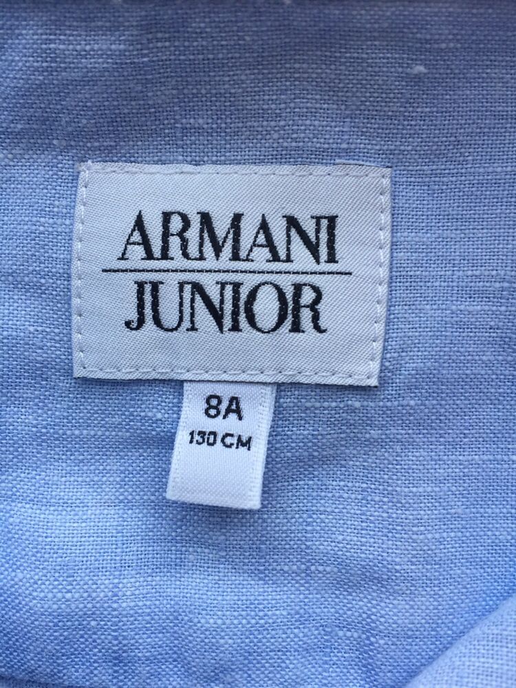 Lniana koszula Armani Junior, chłopiec 8 lat-140 cm