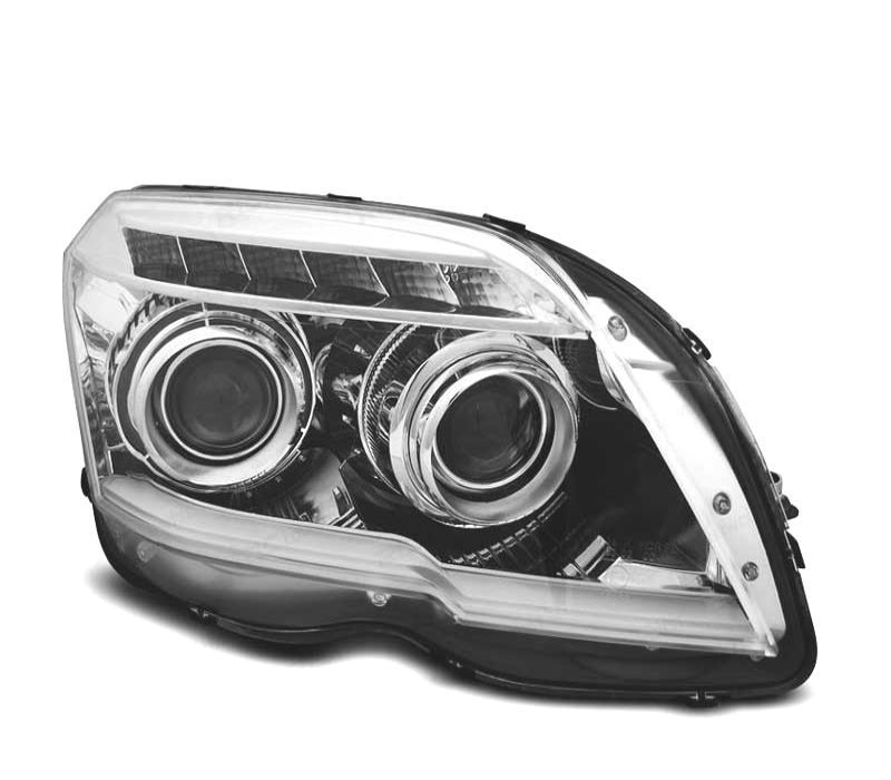FARÓIS OPTICAS PARA MERCEDES GLK X204 LUZ DIURNA FUNDO CROMADO