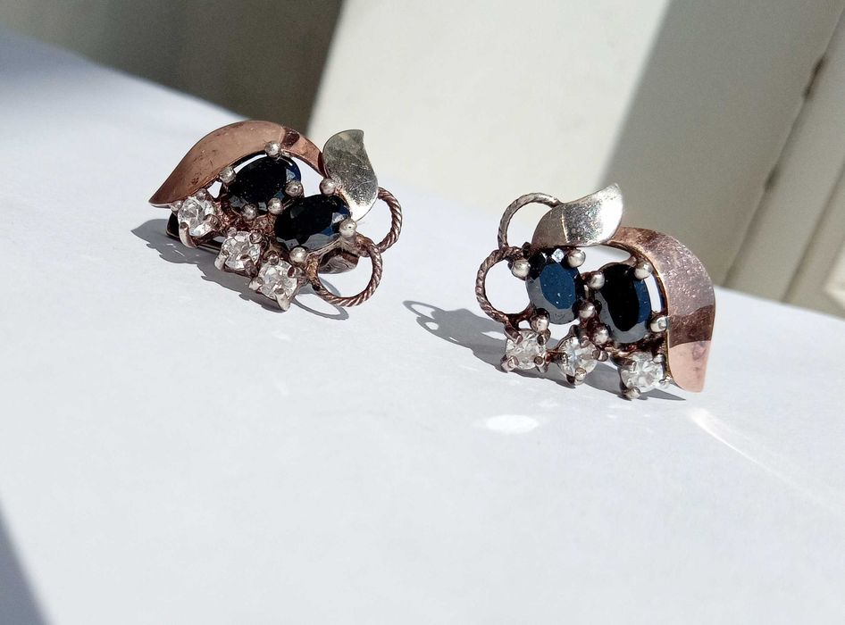 Сережки Срібло 925 проба. Камені. Вставки золота. Вага 6,11 г.